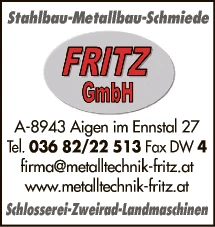 Print-Anzeige von: Fritz GmbH & Co KG, Schlosserei