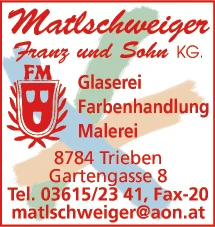 Print-Anzeige von: Matlschweiger Franz & Sohn KG, Glaserei Print-Anzeige von: Matlschweiger Franz & Sohn KG, Glaserei
