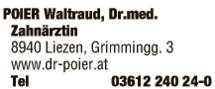 Print-Anzeige von: Poier, Waltraud, Dr.med., FA f. Zahn-, Mund- u. Kieferheilkunde