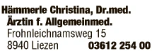 Print-Anzeige von: Hämmerle, Christina, Dr., FA f Allgemeinmedizin
