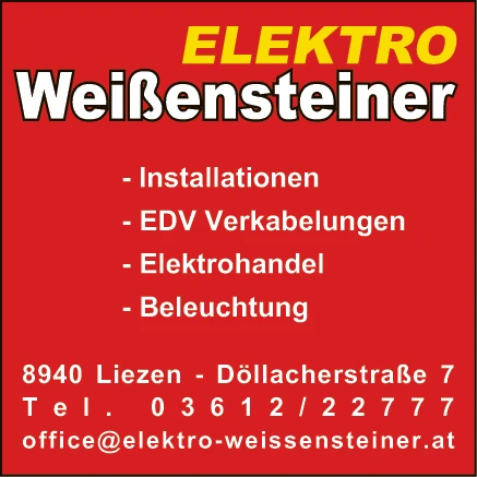 Print-Anzeige von: Elektro Weißensteiner, Elektrohandel Print-Anzeige von: Elektro Weißensteiner, Elektrohandel
