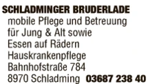 Print-Anzeige von: Schladminger Bruderlade - Verein f Hauskrankenpflege f Jung u Alt, Krankenpflege