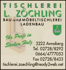 Print-Anzeige von: Zöchling, Thomas, Tischlerei
