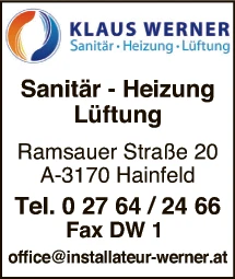 Print-Anzeige von: Werner, Klaus, Sanitär - Heizung - Lüftung