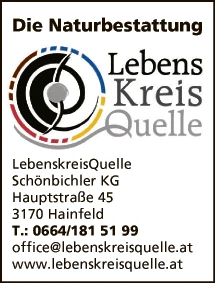 Print-Anzeige von: LebenskreisQuelle Schönbichler KG, Bestattung