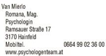 Print-Anzeige von: Van Mierlo, Romana, Mag., Psychologin