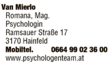 Print-Anzeige von: Van Mierlo, Romana, Mag., Psychologin