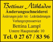 Print-Anzeige von: Lampl, Bettina, Änderungsschneidereien