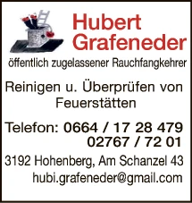Print-Anzeige von: Grafeneder, Hubert, Rauchfangkehrermeister