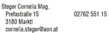 Print-Anzeige von: Steger, Cornelia, Mag., Psychologische Praxis