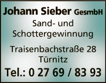 Print-Anzeige von: Sieber, Johann, Schottergewinnung