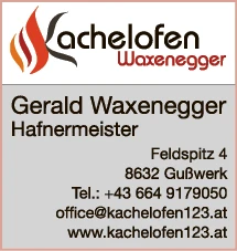 Print-Anzeige von: Waxenegger, Gerald, Hafnermeister