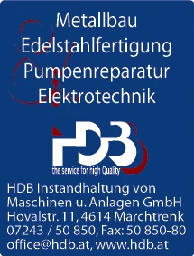 Print-Anzeige von: HDB Instandhaltung v Maschinen u Anlagen GmbH, Schlosserei