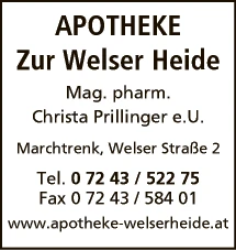 Print-Anzeige von: Apotheke zur Welser Heide Magpharm Christa Prillinger e. U., Apotheken