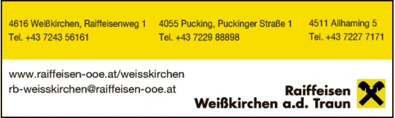 Print-Anzeige von: Raiffeisenbank Weißkirchen a d Traun eGen