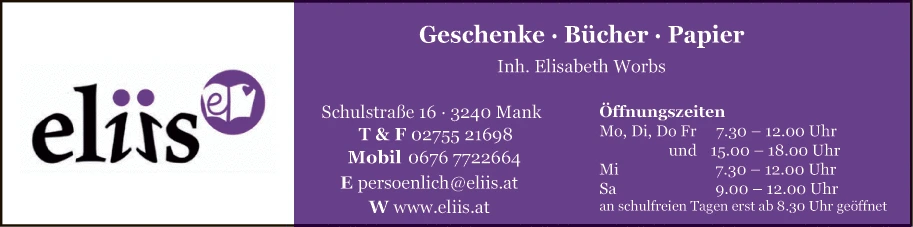 Print-Anzeige von: Eliis, Papier- u Schreibwaren 