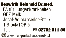 Print-Anzeige von: Neuwirth, Reinhold, Dr.med., FA f Lungenkrankheiten