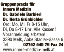 Print-Anzeige von: Dr. Barbieri & Dr. Grünbichler Gruppenpraxis, für Innere Medizin