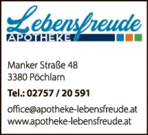 Print-Anzeige von: Apotheke Lebensfreude Mag. Groh KG