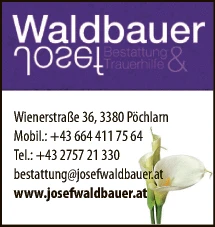 Print-Anzeige von: Waldbauer, Josef, Bestattung