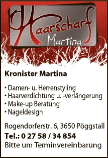 Print-Anzeige von: Kronister, Martina, Haarscharf, Friseur Print-Anzeige von: Kronister, Martina, Haarscharf, Friseur