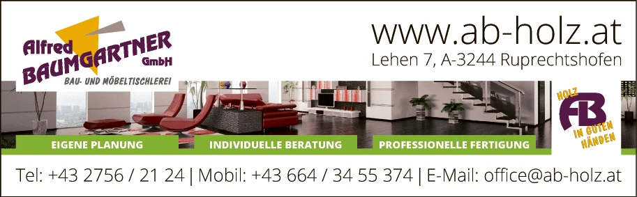 Print-Anzeige von: Alfred Baumgartner GmbH, Bau- u. Möbeltischlerei