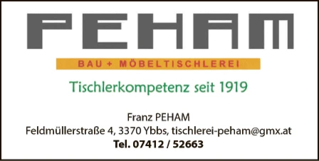 Print-Anzeige von: Peham, Franz, Tischlerei