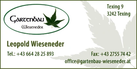 Print-Anzeige von: Wieseneder, Leopold jun, Gartenbau Print-Anzeige von: Wieseneder, Leopold jun, Gartenbau
