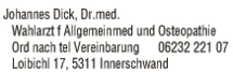 Print-Anzeige von: Dick, Johannes, Dr., Arzt f Allgemeinmedizin