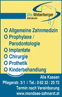 Print-Anzeige von: Weberberger, Uta, Dr., Zahnärztin Print-Anzeige von: Weberberger, Uta, Dr., Zahnärztin