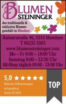 Print-Anzeige von: Blumen Steininger, Blumenfachgeschäft