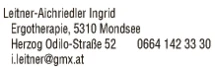 Print-Anzeige von: Leitner-Aichriedler, Ingrid, Ergotherapie