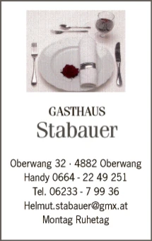 Print-Anzeige von: Stabauer, Helmut, Gastgewerbe - Gasthöfe