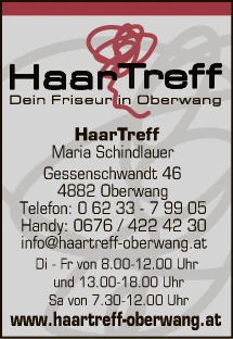 Print-Anzeige von: Haar Treff - Maria Schnidlauer, Friseur