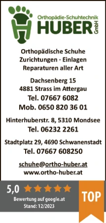 Print-Anzeige von: Orthopädie-Schuhtechnik Huber GmbH, Orthopädische Schuhe