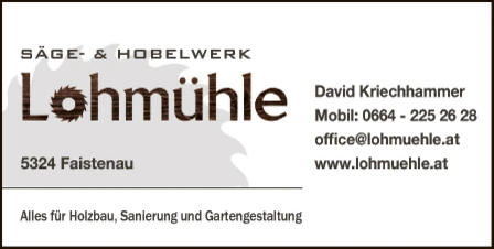 Print-Anzeige von: Säge- u Hobelwerk Lohmühle GmbH, Sägewerk