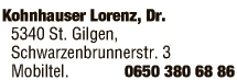 Print-Anzeige von: Kohnhauser, Lorenz, Dr.med.dent., Zahnarzt