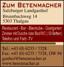 Print-Anzeige von: Landgasthof zum Betenmacher