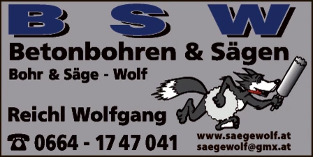 Print-Anzeige von: Reichl, Wolfgang, Bohr + Säge-Wolf