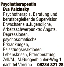 Print-Anzeige von: Palzinsky, Eva, Psychotherapeutin