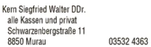 Print-Anzeige von: Kern, Siegfried Walter, DDr., Ärzte \ Fachärzte f Zahn-, Mund-u Kieferheilkunde