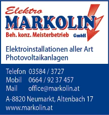 Print-Anzeige von: Elektro Markolin GmbH, Elektro