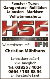 Print-Anzeige von: Mühlhans, Christian, Fenster-Türen-Garagentore