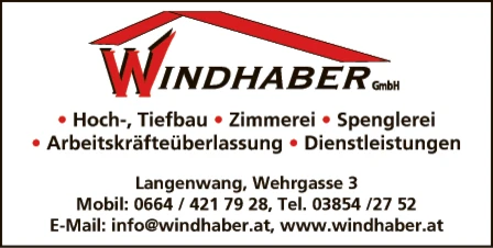 Print-Anzeige von: Windhaber GmbH, Zimmerei