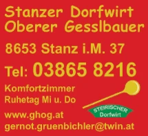 Print-Anzeige von: Gasthof Oberer Gesslbauer, Inh. Gernot Grünbichler