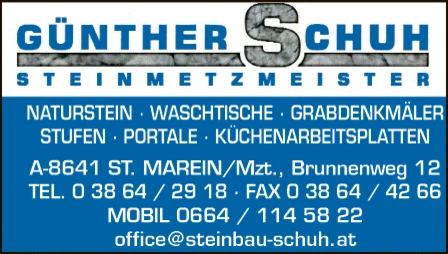Print-Anzeige von: Schuh, Günther, Steinmetz