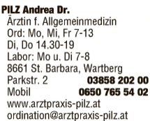 Print-Anzeige von: Pilz, Andrea, Dr., Ärztin f. Allgemeinmedizin