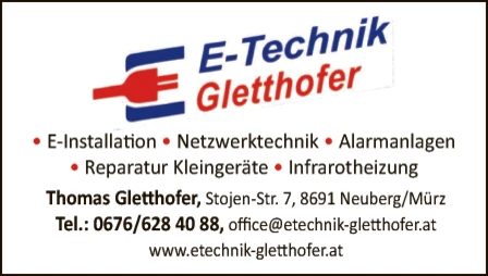 Print-Anzeige von: E-Technik Gletthofer, Elektroinstallation
