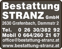 Print-Anzeige von: Bestattung Stranz GmbH, Bestattung