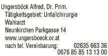 Print-Anzeige von: Ungersböck, Alfred, Prim.Dr.